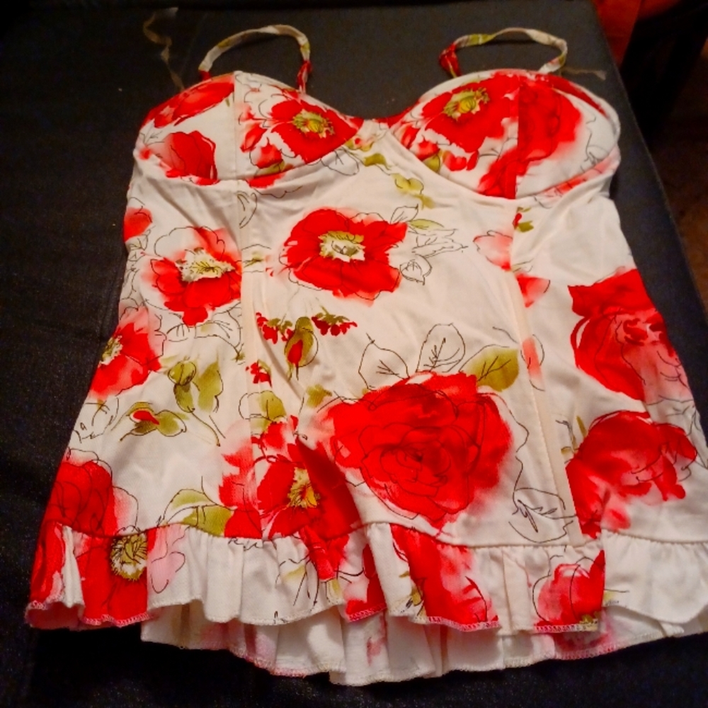 Floral bra top with boning